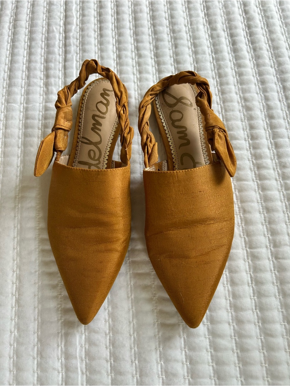 Sam Edelman River Braided Slingback Pointed Mules in Mustard